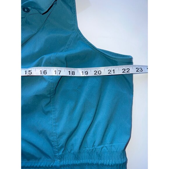 Athleta Levitate Poplin Tank Womens 1X Teal Sleeveless Lightweight Drawstring - Picture 7 of 8